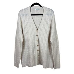 Reformation Giusta Cream 100% Cashmere Oversized Cable Knit Cardigan Sweater XS